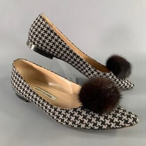 MANOLO BLAHNIK Size 8.5 Houndstooth Ballerina Flats